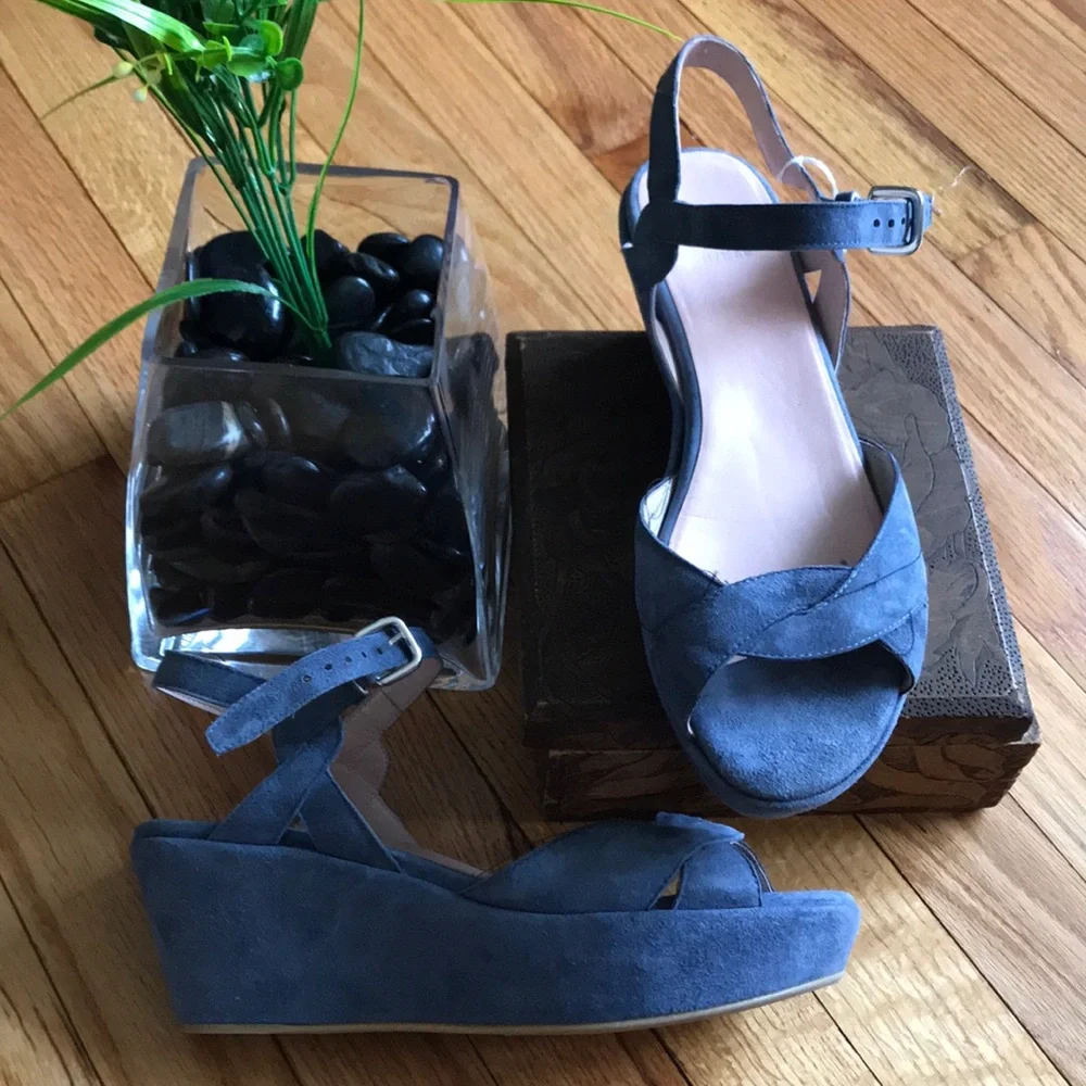 Stuart Weizmann Suede Leather vibrant Wedges Platforms Coastal Designer Luxury 8